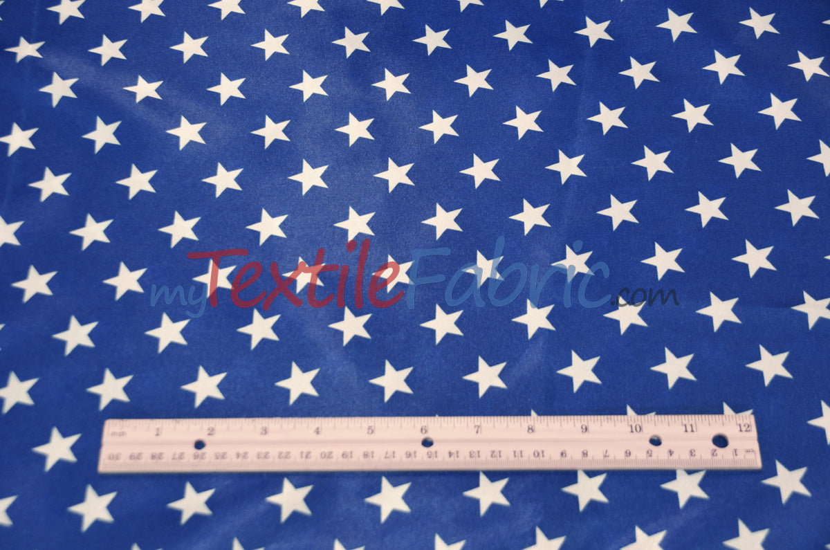 American Star Satin | American Flag in Red, Navy, and Blue Satin | Sold by the Yard x 60" Wide | Charmeuse Satin American Flag Print