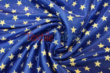 American Star Satin | American Flag in Red, Navy, and Blue Satin | Sold by the Yard x 60" Wide | Charmeuse Satin American Flag Print