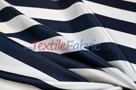 2" Stripe Satin Fabric | Soft Satin Stripe Charmeuse Fabric | 60" Wide | Multiple Colors |