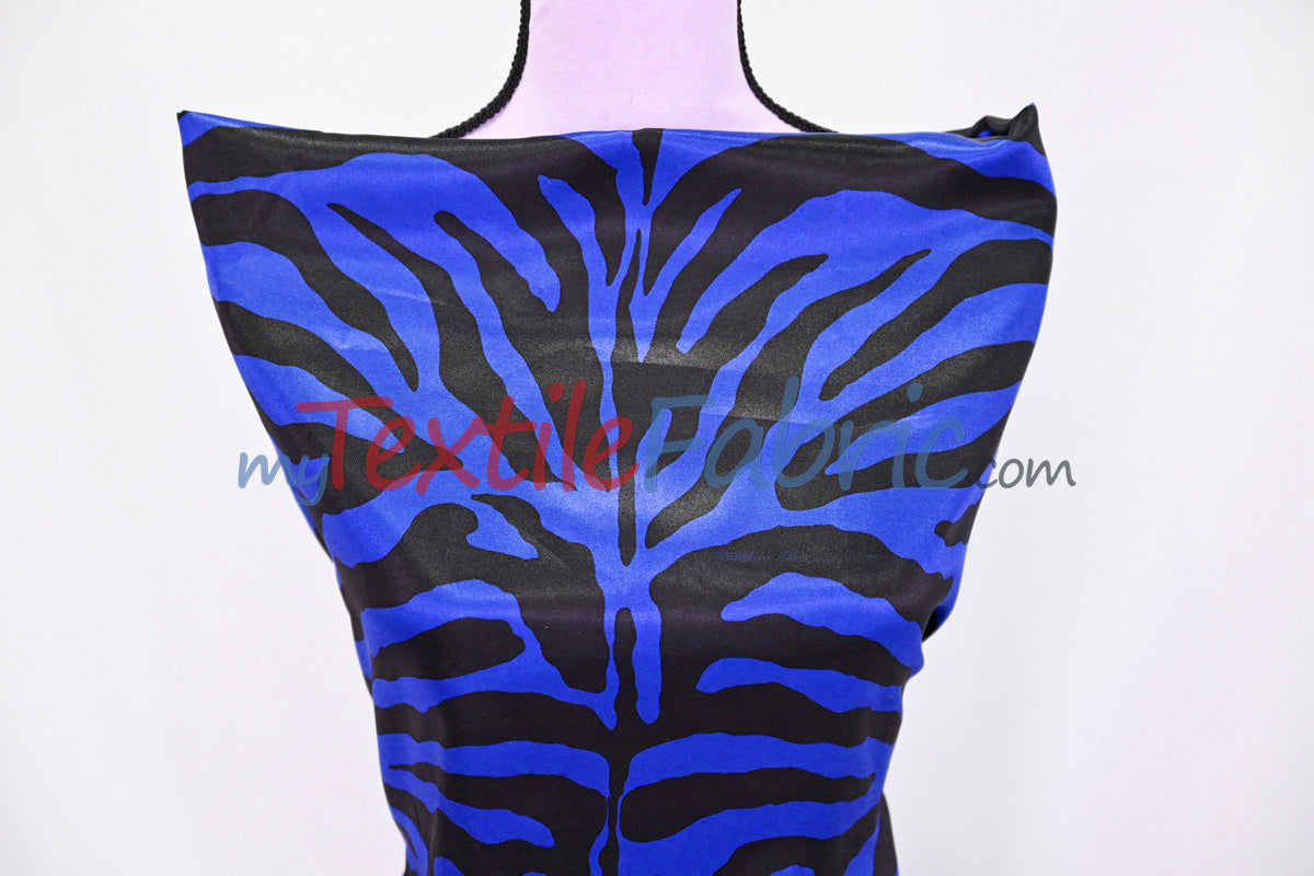 Animal Zebra Satin Fabric | Soft Satin Zebra Charmeuse Fabric | 60" Wide | Multiple Colors |