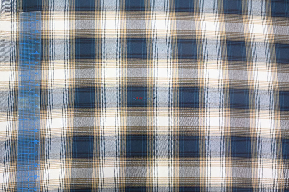 Denim Kilt Fabric | 60" Wide | Denim Tartan Fabric | Soft Poly Rayon Kilt | Decor, Napkins, Scarves, Costumes, Blanket, Kilt |