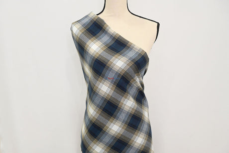 Denim Kilt Fabric | 60" Wide | Denim Tartan Fabric | Soft Poly Rayon Kilt | Decor, Napkins, Scarves, Costumes, Blanket, Kilt |