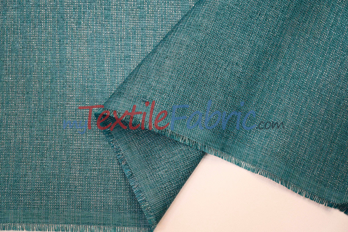 Metallic Vintage Linen Fabric | Imitation Burlap with Metallic Foil | 60" Wide | Washable Burlap Fabric for Decor |