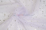 Shooting Star Foil Organza Fabric| 60" Wide | Sheer Organza with Foil Silver Metallic Star | Decor, Overlays, Accents, Dresses, Apparel |