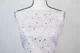 Shooting Star Foil Organza Fabric| 60" Wide | Sheer Organza with Foil Silver Metallic Star | Decor, Overlays, Accents, Dresses, Apparel |
