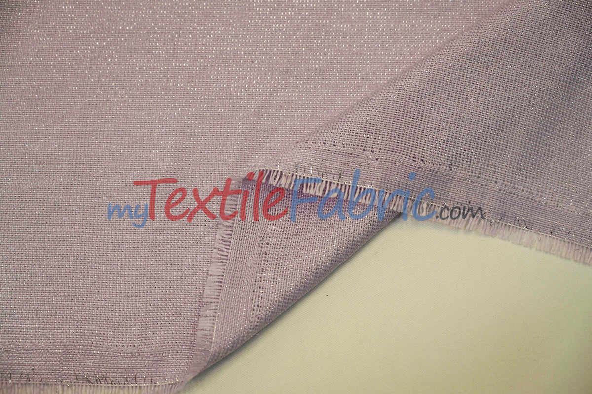 Metallic Vintage Linen Fabric | Imitation Burlap with Metallic Foil | 60" Wide | Washable Burlap Fabric for Decor |