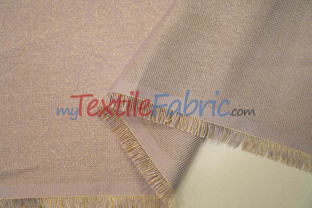 Metallic Vintage Linen Fabric | Imitation Burlap with Metallic Foil | 60" Wide | Washable Burlap Fabric for Decor |
