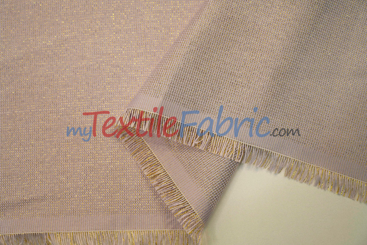 Metallic Vintage Linen Fabric | Imitation Burlap with Metallic Foil | 60" Wide | Washable Burlap Fabric for Decor |