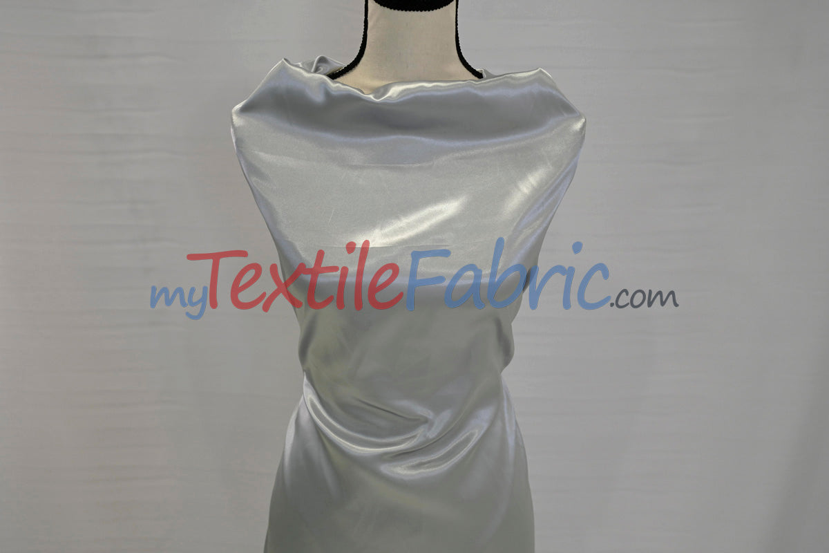 Stretch Charmeuse Satin Fabric | Soft Silky Satin Fabric | 96% Polyester 4% Spandex | Multiple Colors | Yards & Bolts