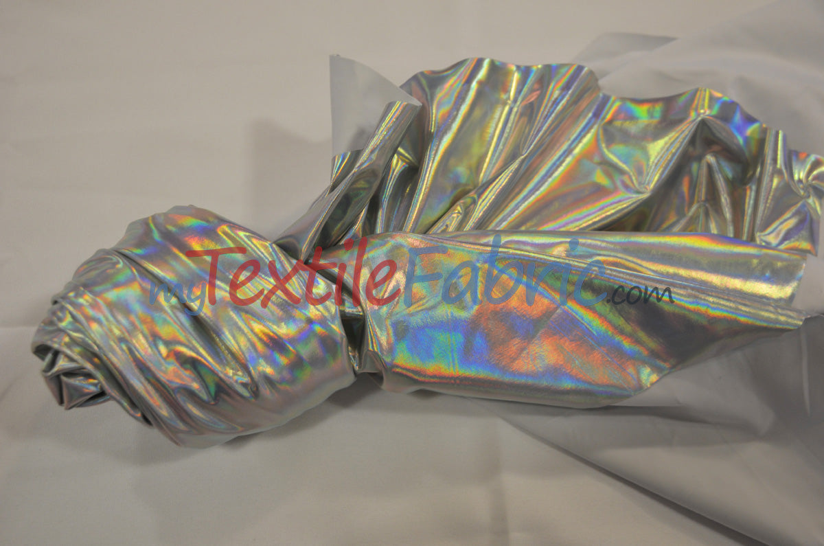 Hologram Foil Spandex Lame | Rainbow Stretch Metallic Lame | Hologram Spandex Lame Fabric | Hologram Fabric | Decor Apparel Costume Dance |