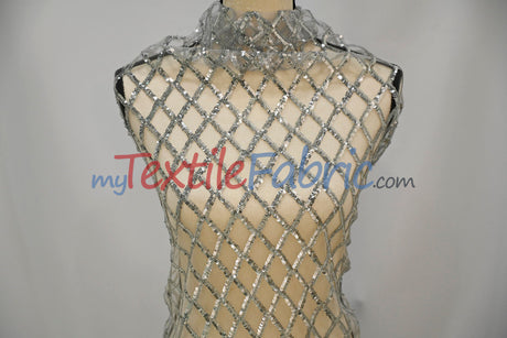 Luxury Glitz Sequins Lace Fabric | Bridal Lace Fabric | 54" Wide | Multiple Colors | Sequins Fabric by the Yard |