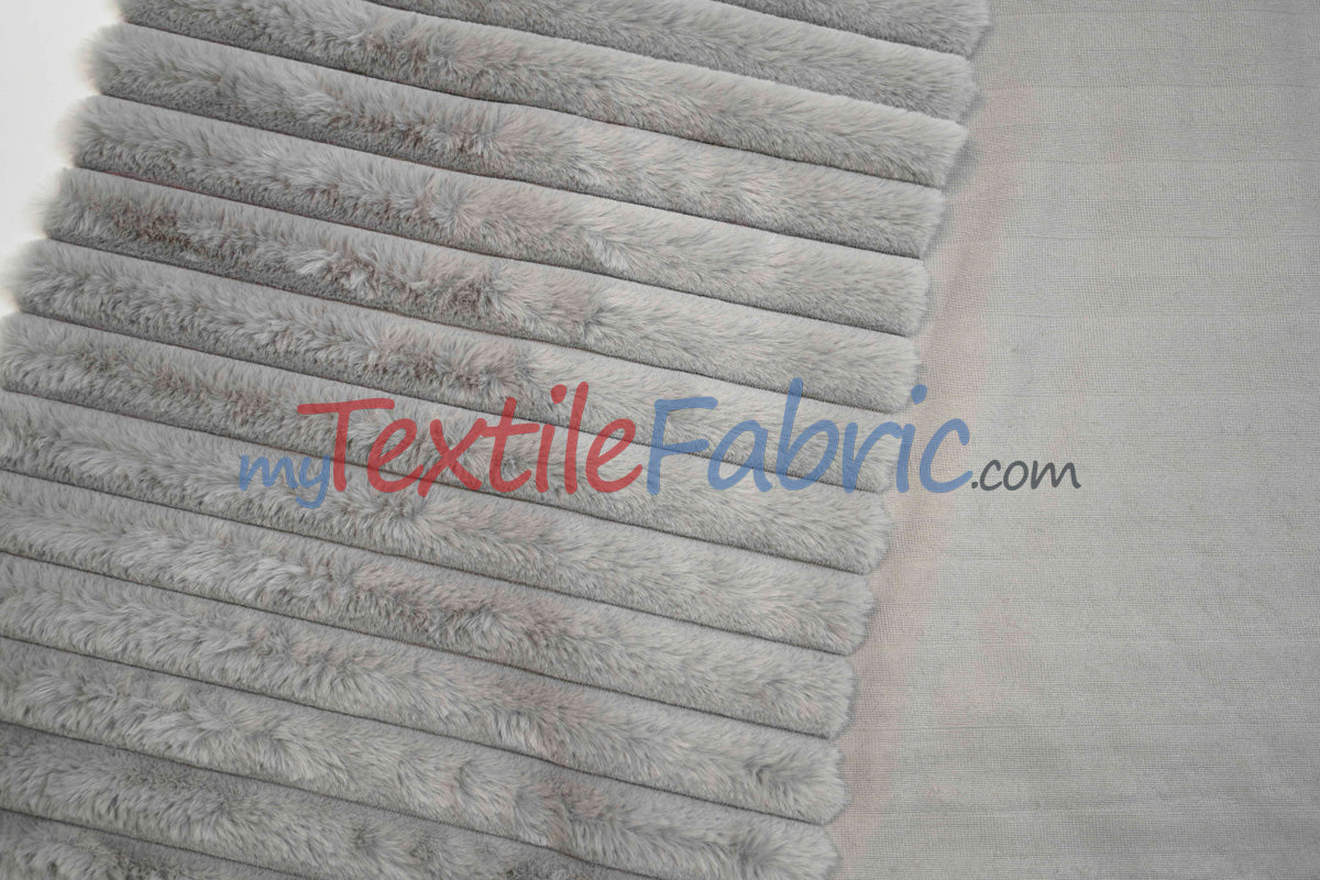 Striped Rabbit Fur Fabric by the Yard | Ultra-Soft Plush Faux Fur | 64/66” Wide | Available in Multiple Colors