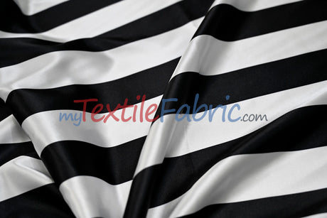 2" Stripe Satin Fabric | Soft Satin Stripe Charmeuse Fabric | 60" Wide | Multiple Colors |