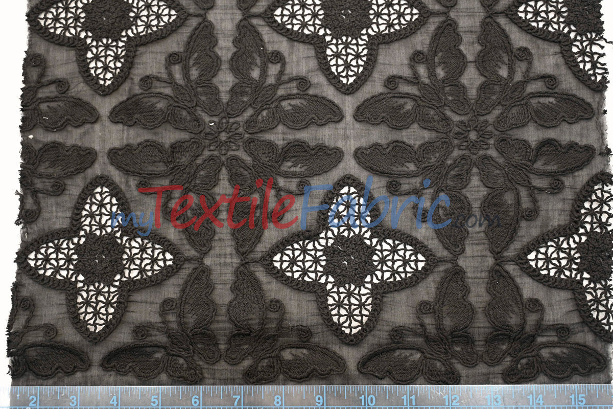 Butterfly Embroidery Cotton Fabric | Intricate Embroidery | 100% Cotton | 52–54" Wide