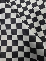 1" Checkered Satin Fabric | Racing Flag Pattern | Lamour Dull Satin Print | 60" Wide | Available in Black & White, Red & White