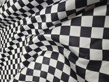 White Black 5.5" Checker Satin Print Fabric | Large Checkered Racing Fabric | Dull Satin Print | 60" Wide | White Black |