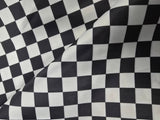 White Black 3.5" Checker Satin Print Fabric | Medium Checkered Racing Fabric | Dull Satin Print | 60" Wide | White Black |