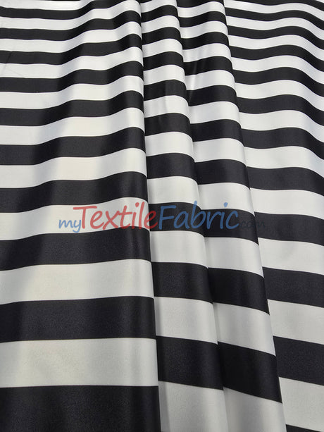 1" Stripe Satin Print | Dull Satin Print | 58/60" Wide | Stripe Satin Print Fabric | 3 Colors |