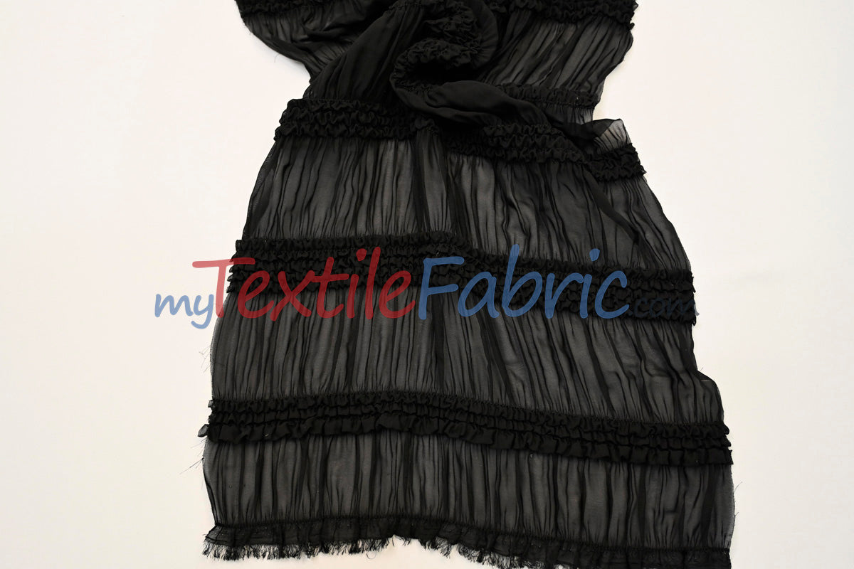 Pleated Ruffle Chiffon Fabric | Lightweight Texture | 100% Polyester | 44/46" Wide