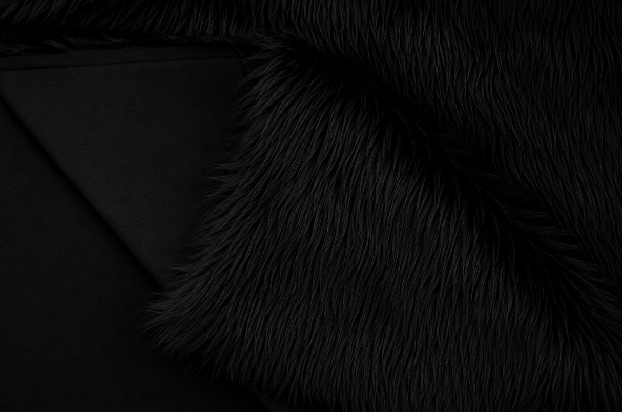 Black and White Long Pile Shaggy Faux Fur Fabric by the Yard | 2" Pile | 60" Wide | Acrylic Polyester |