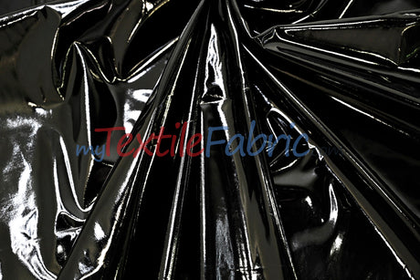 Shiny Stretch Patent Vinyl Fabric | 94% Polyester, 6% Spandex | 60" Wide | Glossy & Flexible Material for Fashion and Crafts