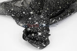 Shooting Star Foil Organza Fabric| 60" Wide | Sheer Organza with Foil Silver Metallic Star | Decor, Overlays, Accents, Dresses, Apparel |