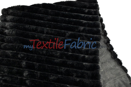 Striped Rabbit Fur Fabric by the Yard | Ultra-Soft Plush Faux Fur | 64/66” Wide | Available in Multiple Colors