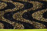 Sequins Velvet Wave | Sequins on Plush Spandex Velvet | 60" Wide | Multiple Colors | Two Tone Sequins Velvet My Textile Fabric Yards Black Gold 