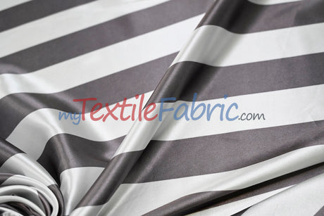 2" Stripe Satin Fabric | Soft Satin Stripe Charmeuse Fabric | 60" Wide | Multiple Colors |