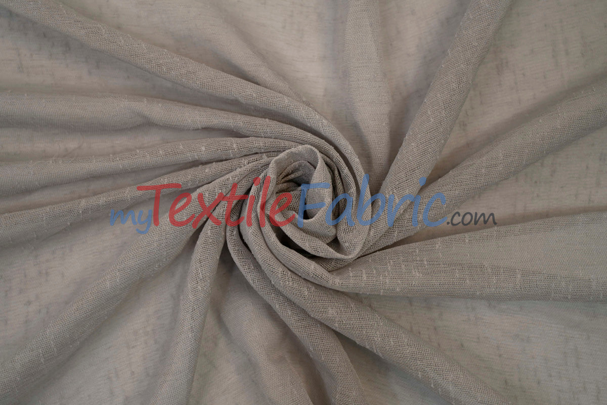 Swiss Sheer Fabric | Linen-Look Sheer Drapery | 130″ Wide | Event & Home Curtains | Available in 15 Colors