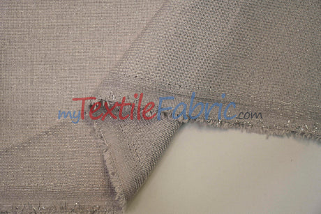 Metallic Vintage Linen Fabric | Imitation Burlap with Metallic Foil | 60" Wide | Washable Burlap Fabric for Decor |