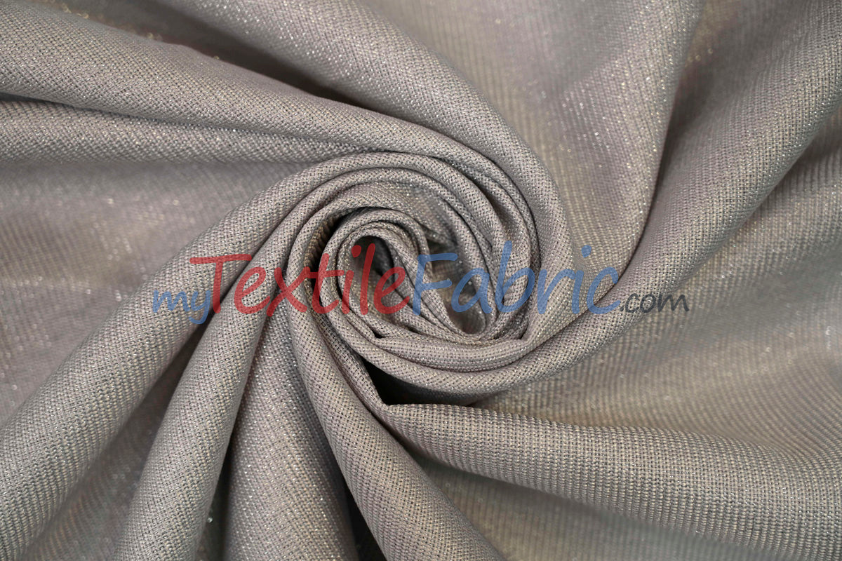 Metallic Vintage Linen Fabric | Imitation Burlap with Metallic Foil | 60" Wide | Washable Burlap Fabric for Decor |