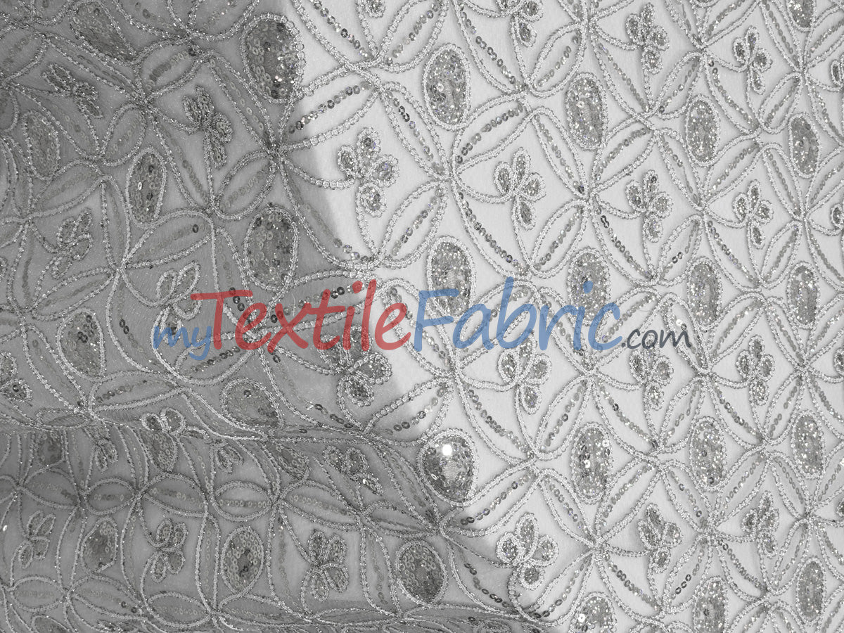 Coco Star Sheer Embroidery |  Double Scallop Lace | 52" Wide |