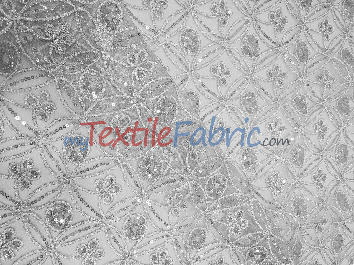 Coco Star Sheer Embroidery |  Double Scallop Lace | 52" Wide |