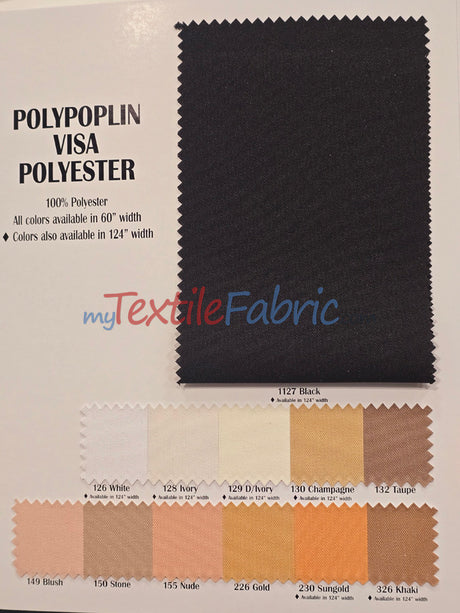 60" Wide Polyester Fabric Yards and Bolts | Visa Polyester Poplin Fabric | Basic Polyester for Tablecloths, Drapery, and Curtains