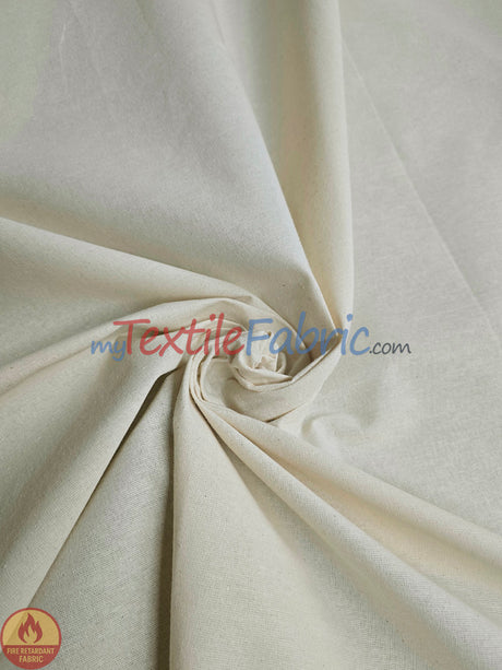 125” Fire Retardant Natural Muslin | Extra-Wide Cotton Fabric for Stage, Drapery & Scenic Use