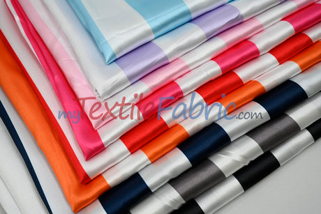 2" Stripe Satin Fabric | Soft Satin Stripe Charmeuse Fabric | 60" Wide | Multiple Colors |