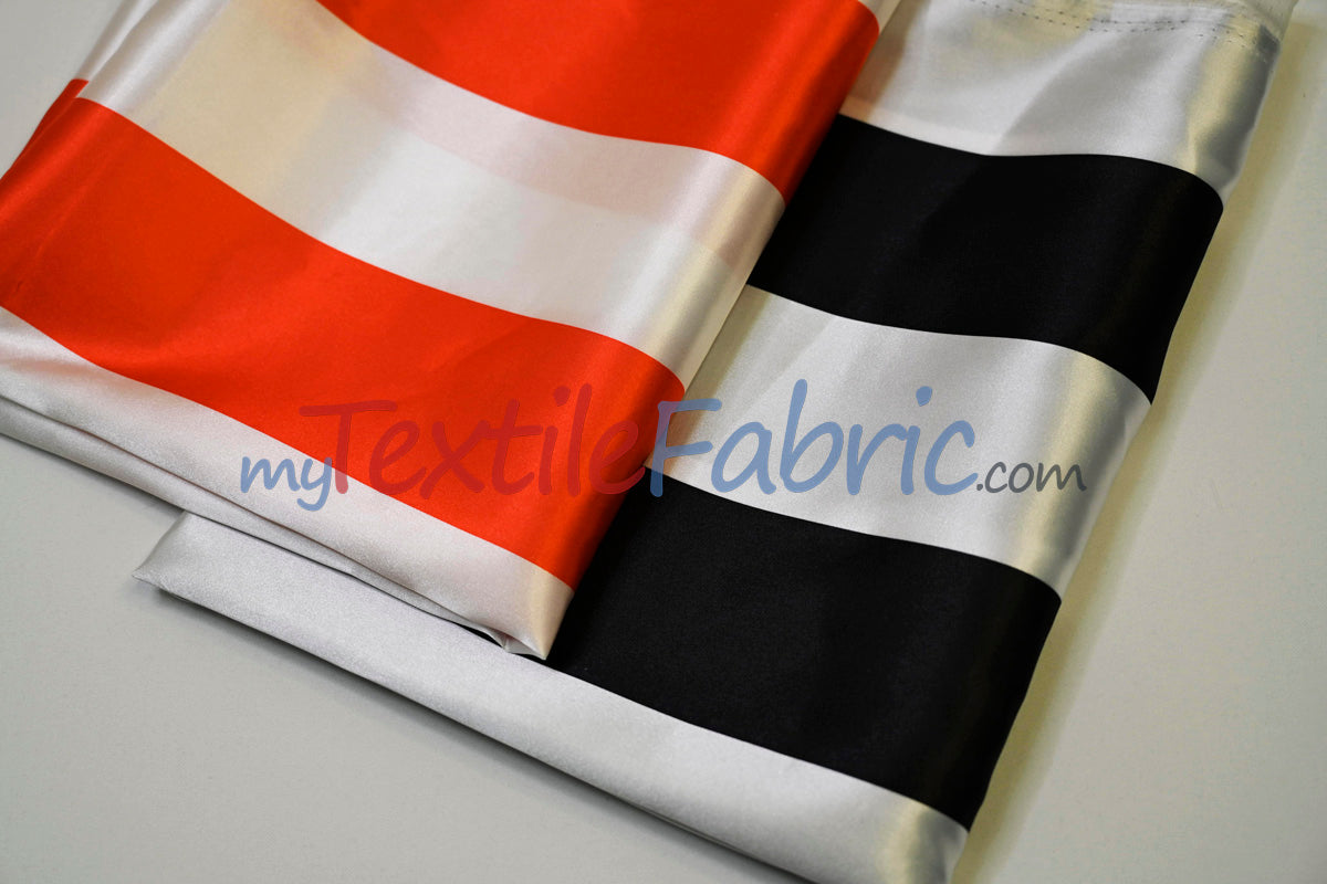 3" Stripe Satin Fabric | Soft Satin Stripe Charmeuse Fabric | 60" Wide | Multiple Colors