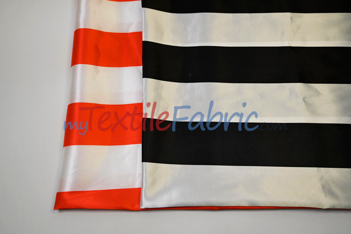 3" Stripe Satin Fabric | Soft Satin Stripe Charmeuse Fabric | 60" Wide | Multiple Colors