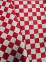 1" Checkered Satin Fabric | Racing Flag Pattern | Lamour Dull Satin Print | 60" Wide | Available in Black & White, Red & White