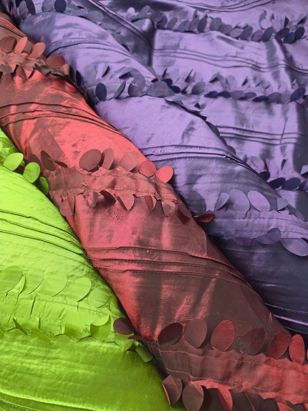 Forest Taffeta Embroidery | Hanging Leaf Taffeta | 54" Wide | Multiple Colors |