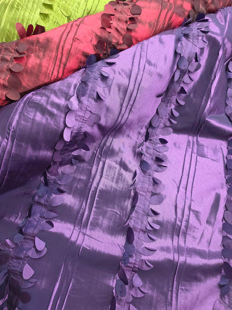 Forest Taffeta Embroidery | Hanging Leaf Taffeta | 54" Wide | Multiple Colors |