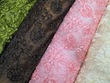Luxury Organza Embroidery Fabric | Embroidered Ribbon Organza | 54" Wide | Multiple Colors |