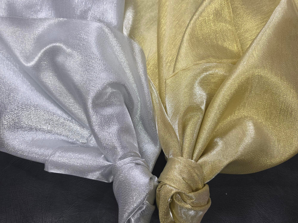 Metallic Lame | Metallic Satin Lame | 60" Wide | Gold and Silver | Satin Woven Lame |