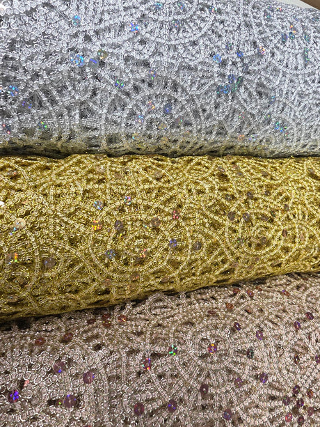 Open Weave Chain Chemical Lace Fabric by the Yard and Wholesale Bolt | 50" Wide |