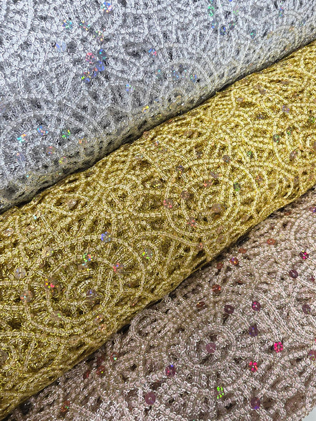 Open Weave Chain Chemical Lace Fabric by the Yard and Wholesale Bolt | 50" Wide |