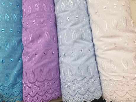 Polyester Cotton Eyelet Embroidery | Double Sided Border | 45" Wide | Medium Eyelet |
