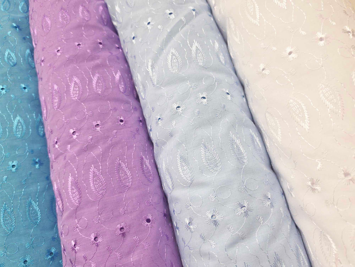 Polyester Cotton Eyelet Embroidery | Double Sided Border | 45" Wide | Medium Eyelet |