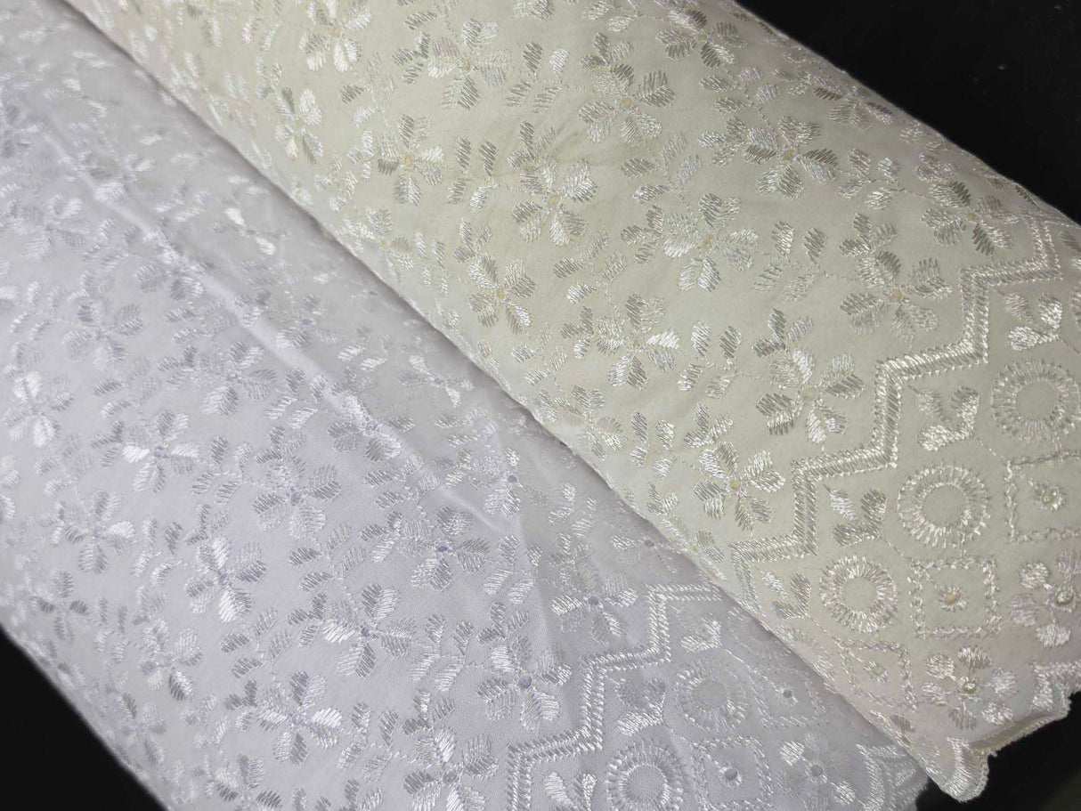 Polyester Cotton Heavy Eyelet Embroidery | Double Sided Scallop | 45" Wide | Multiple Colors |