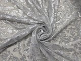 Silver Wendy Lace Sequins Fabric | Bridal Metallic Lace with Sequins | 54" Wide |